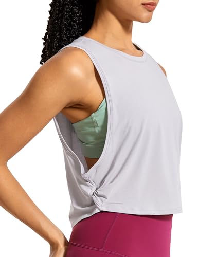 CRZ YOGA Damen Sport Tank Top Ärmelloses Leichte Fitness Crop Top Sommer Yoga Shirt Lässig Oberteile Sporttop Graue Iris 38 von CRZ YOGA