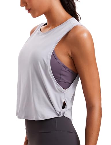 CRZ YOGA Damen Sport Tank Top Ärmelloses Leichte Fitness Crop Top Sommer Yoga Shirt Lässig Oberteile Sporttop Graue Iris 40 von CRZ YOGA