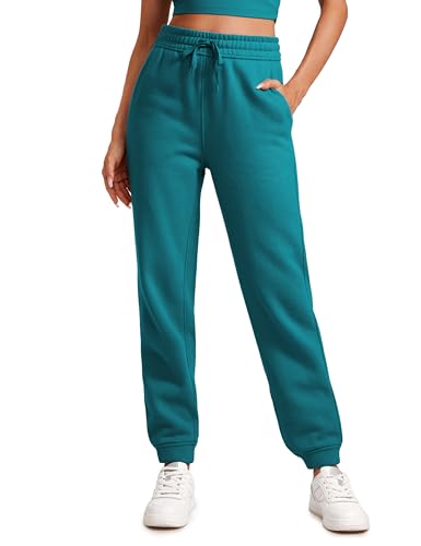 CRZ YOGA Damen Fleece Lined Jogginghose Sport Workout Sporthose Winter Warme Sweathose Sweatpants mit Taschen Grüne Jade 40 von CRZ YOGA