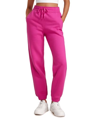 CRZ YOGA Damen Fleece Lined Jogginghose Sport Workout Sporthose Winter Warme Sweathose Sweatpants mit Taschen Hibiskus-Purpur 40 von CRZ YOGA