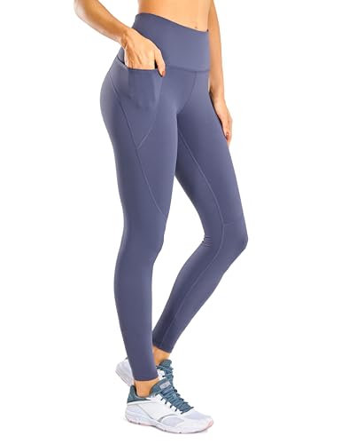 CRZ YOGA Damen Winter Thermo Sport Leggings Hohe Taille Thermal Yoga Hosen Blickdicht Gym Sporthose mit Tasche - 71cm grau 40 von CRZ YOGA