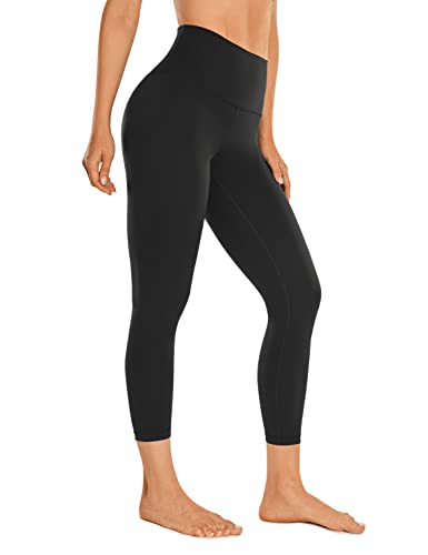 CRZ YOGA Butterluxe Damen High Waist 3/4 Leggings Capri Blickdicht Sport Yoga Fitness Sommer Sporthose - 58cm Schwarz 44 von CRZ YOGA