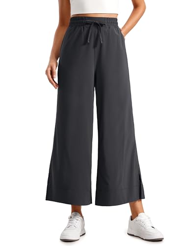 CRZ YOGA Damen High Waist Lose Crop Hose Leichte Dehnbar Lounge Palazzo Pants Jogger Hohe Taille Sporthose Jogginghose mit Taschen Graphitgrau 40 CRZ YOGA Damen High Waist Lose Crop Hose Leichte Dehnbar Lounge Palazzo Pants Jogger Hohe Taille Sporthose Jogginghose mit Taschen Graphitgrau 40 von CRZ YOGA