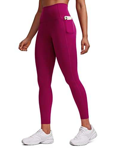 CRZ YOGA Butterluxe Damen High Waist Sport Leggings Blickdicht Soft Yoga Hosen Gym Workout Leggins mit Tasche - 64cm Magenta Violett 38 von CRZ YOGA