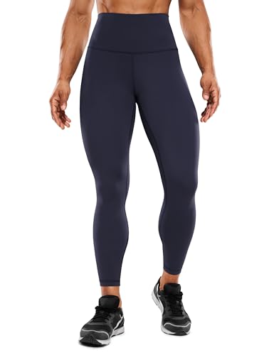 CRZ YOGA Damen High Waist Sports Leggings Blickdicht Yoga Leggins Sporthose mit Tasche - Hugged Feeling - 63cm Marine 44 von CRZ YOGA