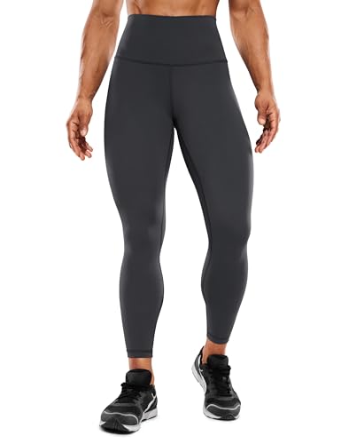 CRZ YOGA Hugged Feeling Damen High Waist Sports Leggings Blickdicht Yoga Leggins Kompression Sporthose mit Tasche - 64cm Tinte grau 38 von CRZ YOGA