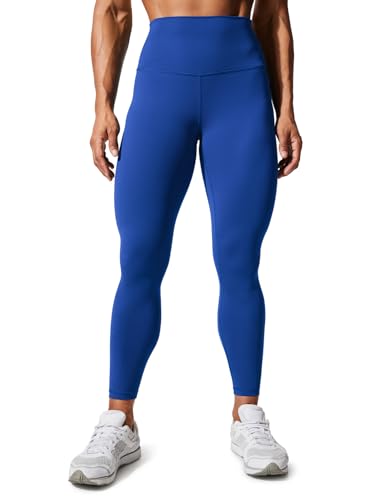 CRZ YOGA Damen High Waist Sports Leggings Blickdicht Yoga Leggins Sporthose mit Tasche - Hugged Feeling - 63cm Wellen Blau 34 von CRZ YOGA