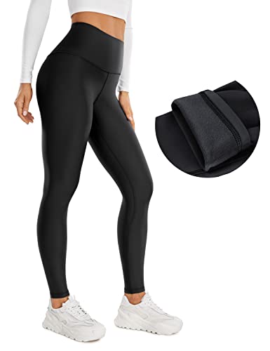 CRZ YOGA Damen Sport Thermo Leggings Winter Warme Leggins High Waist Fleece Sportleggins Thermoleggings - 71cm Schwarz 42 von CRZ YOGA