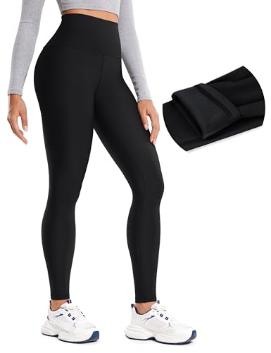 CRZ YOGA Damen Sport Thermo Leggings Winter Warme Leggins High Waist Fleece Sportleggins Thermoleggings - 71cm Schwarz 42 von CRZ YOGA