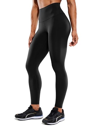 CRZ YOGA Damen Hohe Taille Sports Legging Kompressions Leggins Sporthose mit Verdeckte Tasche - Hugged Feeling - 71cm Schwarz 38 von CRZ YOGA