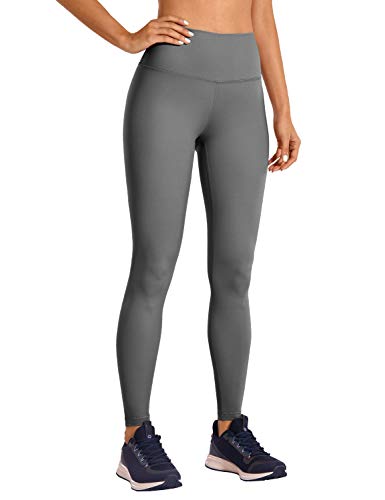 CRZ YOGA Damen Hohe Taille Sports Legging Kompressions Leggins Sporthose mit Verdeckte Tasche - Hugged Feeling - 71cm Dunkler Kohlenstoff 36 von CRZ YOGA