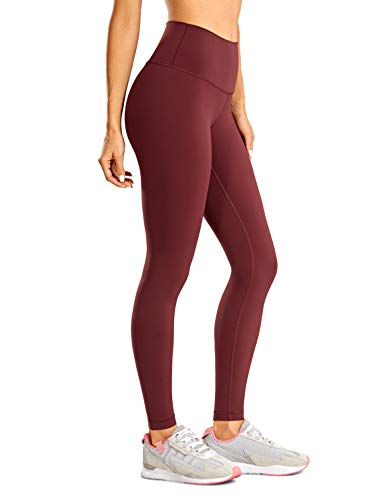 CRZ YOGA Damen Hohe Taille Sports Legging Kompressions Leggins Sporthose mit Verdeckte Tasche - Hugged Feeling - 71cm Noctilucence rot 40 von CRZ YOGA