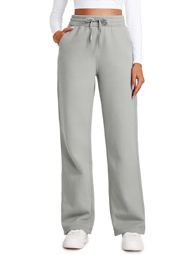 CRZ YOGA Damen Jogginghose Gefütterte Baumwolle Joggers Soft Freizeithose Winter Lounge Hosen mit Taschen - 76cm Sterling 42 von CRZ YOGA