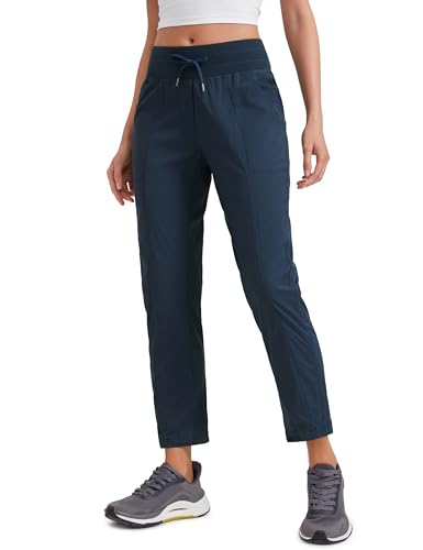 CRZ YOGA Damen Jogginghose 69cm - Mid Taille Sporthose Kordelzug Freizeithose Cargo Pants Jogger Hose mit Taschen Tinte Blau 38 von CRZ YOGA