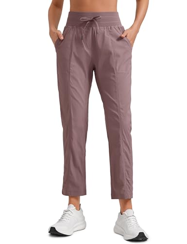 CRZ YOGA Damen Jogginghose 69cm - Mid Taille Sporthose Kordelzug Freizeithose Cargo Pants Jogger Hose mit Taschen Malve 40 von CRZ YOGA