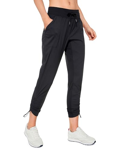 CRZ YOGA Damen Jogginghose 69cm - Mid Taille Sporthose Kordelzug Freizeithose Cargo Pants Jogger Hose mit Taschen Schwarz 34 von CRZ YOGA