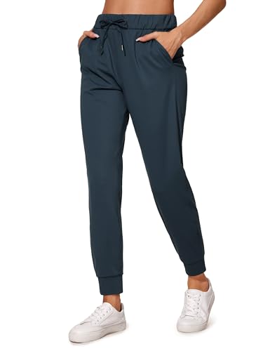 CRZ YOGA Damen Jogginghose mit Tunnelzug Undurchsichtig Sweathose Sporthose Seitentaschen - 71cm Echte Marine 42 von CRZ YOGA