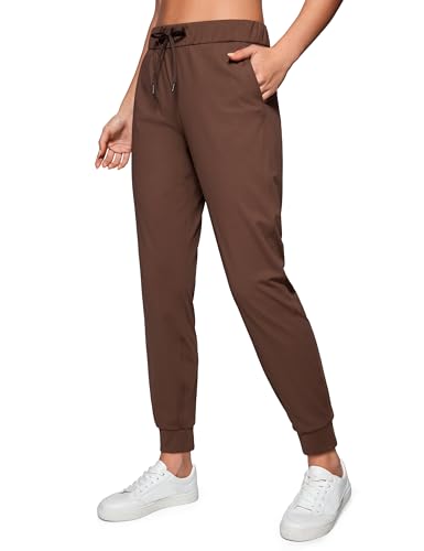 CRZ YOGA Damen Jogginghose mit Tunnelzug Undurchsichtig Sweathose Sporthose Seitentaschen - 71cm Kaffeebraun 38 von CRZ YOGA