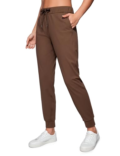 CRZ YOGA Damen Jogginghose mit Tunnelzug Undurchsichtig Sweathose Sporthose Seitentaschen - 71cm Kaffeebraun 40 von CRZ YOGA