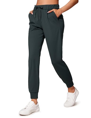 CRZ YOGA Damen Jogginghose mit Tunnelzug Undurchsichtig Sweathose Sporthose Seitentaschen - 71cm Melanit 38 von CRZ YOGA