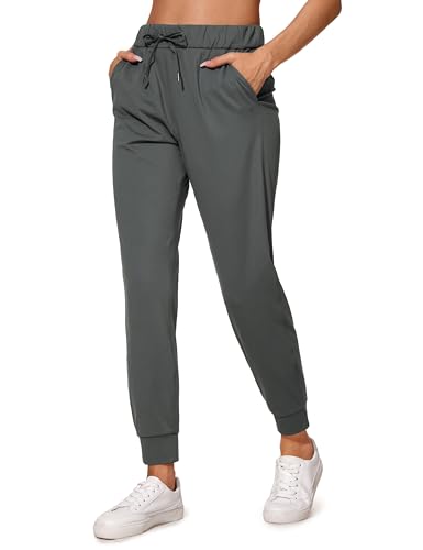 CRZ YOGA Damen Jogginghose mit Tunnelzug Undurchsichtig Sweathose Sporthose Seitentaschen - 71cm Mysteriöses Grau 44 von CRZ YOGA