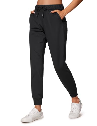 CRZ YOGA Damen Jogginghose mit Tunnelzug Undurchsichtig Sweathose Sporthose Seitentaschen - 71cm Schwarz 34 von CRZ YOGA