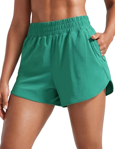 CRZ YOGA Damen Kurz Sporthose Laufhose High Waist Fitness Sport Shorts Kurze Hose mit Reißverschlusstasche Cascadia Grün 44 CRZ YOGA Damen Kurz Sporthose Laufhose High Waist Fitness Sport Shorts Kurze Hose mit Reißverschlusstasche Cascadia Grün 44 von CRZ YOGA