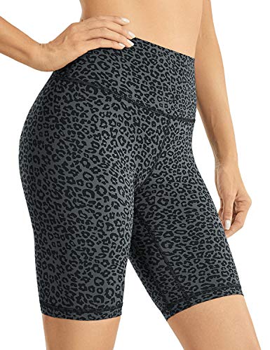 CRZ YOGA Damen Kurze Yoga Leggings High Waist Blickdicht Fithess Shorts Radlerhose Sporthose - Naked Feeling - 20cm Leopard gedruckt 1 34 von CRZ YOGA