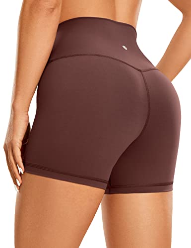 CRZ YOGA Gebürstetes Gefühl Damen Kurze Leggings Matt Hohe Taille Sports Yoga Shorts Radlerhose - 10cm Taupe 40 von CRZ YOGA