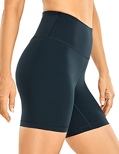 CRZ YOGA Gebürstetes Gefühl Damen Kurze Leggings Matt Hohe Taille Sports Yoga Shorts Radlerhose - 15cm Echte Marine -6'' 40 von CRZ YOGA