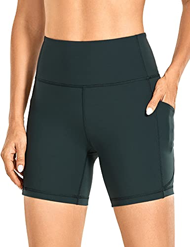 CRZ YOGA Gebürstetes Gefühl Damen Kurze Leggings Sporthose Radlerhose High Waist Matt Kurze Hose mit Taschen - 15cm Melanit 40 von CRZ YOGA