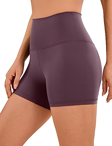 CRZ YOGA Damen Kurze Yoga Leggings High Waist Blickdicht Fithess Shorts Radlerhose Sporthose - Naked Feeling - 10cm Hellviolett 36 von CRZ YOGA