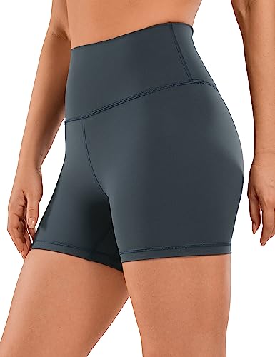 CRZ YOGA Damen Kurze Yoga Leggings High Waist Blickdicht Fithess Shorts Radlerhose Sporthose - Naked Feeling - 10cm Melanit 38 von CRZ YOGA