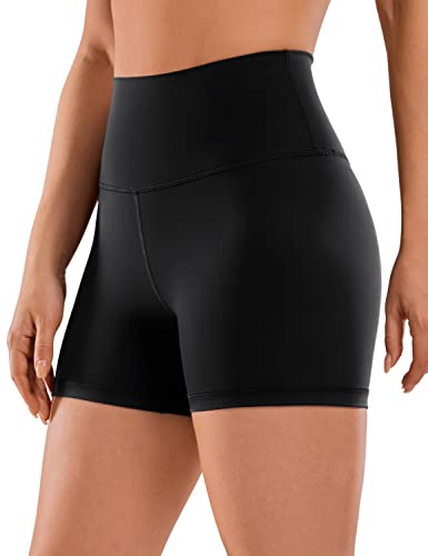 CRZ YOGA Naked Feeling Damen Radlerhose Blickdicht Hohe Taille Kurze Sporthose Yoga Sommer Shorts für Gym Sport - 10cm Schwarz 44 von CRZ YOGA