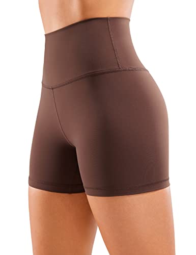 CRZ YOGA Damen Kurze Yoga Leggings High Waist Blickdicht Fithess Shorts Radlerhose Sporthose - Naked Feeling - 10cm Taupe 36 von CRZ YOGA