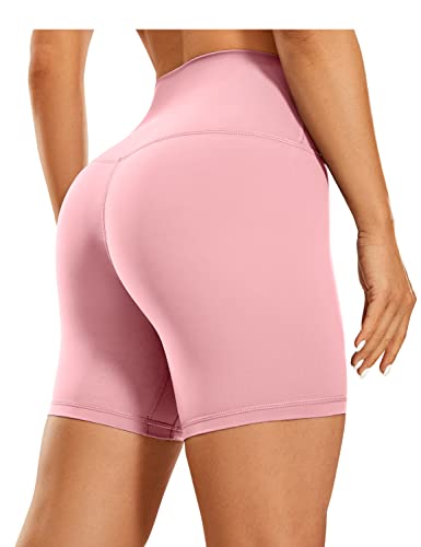 CRZ YOGA Damen Kurze Yoga Leggings High Waist Blickdicht Fithess Shorts Radlerhose Sporthose - Naked Feeling - 15cm Das Herzschlagpulver 42 von CRZ YOGA