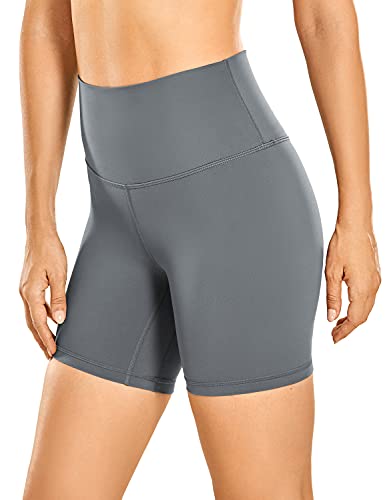 CRZ YOGA Damen Kurze Yoga Leggings High Waist Blickdicht Fithess Shorts Radlerhose Sporthose - Naked Feeling - 15cm Dunkler Kohlenstoff 36 von CRZ YOGA