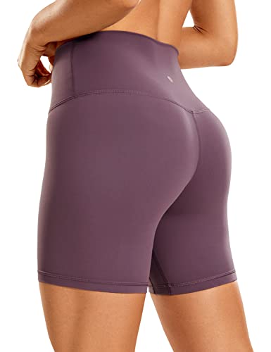 CRZ YOGA Damen Kurze Yoga Leggings High Waist Blickdicht Fithess Shorts Radlerhose Sporthose - Naked Feeling - 15cm Hellviolett 42 von CRZ YOGA