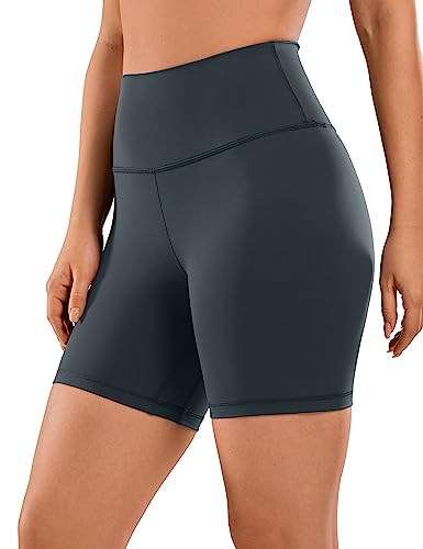 CRZ YOGA Damen Kurze Yoga Leggings High Waist Blickdicht Fithess Shorts Radlerhose Sporthose - Naked Feeling - 15cm Melanit 36 von CRZ YOGA