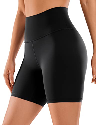 CRZ YOGA Naked Feeling Damen Radlerhose Blickdicht Hohe Taille Kurze Sporthose Yoga Sommer Shorts für Gym Sport - 15cm Schwarz 44 von CRZ YOGA
