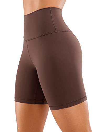 CRZ YOGA Damen Kurze Yoga Leggings High Waist Blickdicht Fithess Shorts Radlerhose Sporthose - Naked Feeling - 15cm Taupe 38 von CRZ YOGA