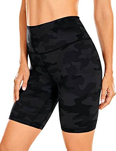 CRZ YOGA Damen Kurze Yoga Leggings High Waist Blickdicht Fithess Shorts Radlerhose Sporthose - Naked Feeling - 20cm Dunkelgraue Tarnung 40 von CRZ YOGA