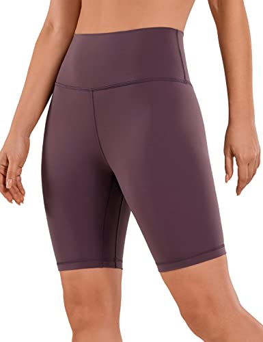 CRZ YOGA Damen Kurze Yoga Leggings High Waist Blickdicht Fithess Shorts Radlerhose Sporthose - Naked Feeling - 20cm Hellviolett 42 von CRZ YOGA