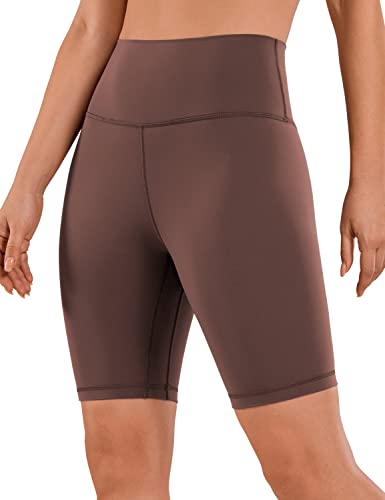 CRZ YOGA Damen Kurze Yoga Leggings High Waist Blickdicht Fithess Shorts Radlerhose Sporthose - Naked Feeling - 20cm Taupe 38 von CRZ YOGA