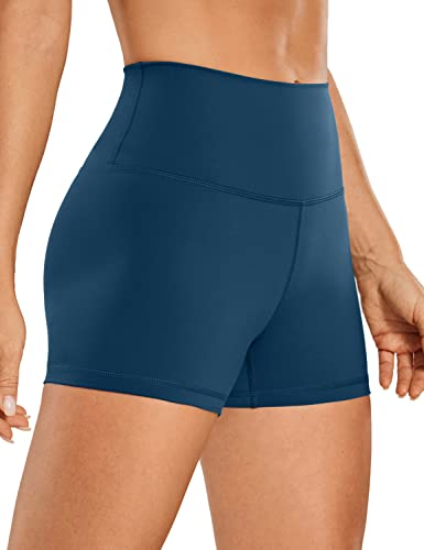 CRZ YOGA Damen Kurze Yoga Leggings High Waist Blickdicht Fithess Shorts Radlerhose Sporthose - Naked Feeling - 7cm FRANZÖSISCHE Marine 40 von CRZ YOGA