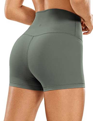 CRZ YOGA Damen Kurze Yoga Leggings High Waist Blickdicht Fithess Shorts Radlerhose Sporthose - Naked Feeling - 7cm Grauer Salbei 38 von CRZ YOGA