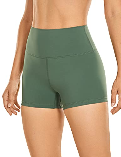 CRZ YOGA Damen Kurze Yoga Leggings High Waist Blickdicht Fithess Shorts Radlerhose Sporthose - Naked Feeling - 7cm Lebendiges Grün 40 von CRZ YOGA