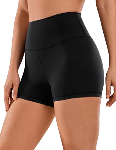 CRZ YOGA Damen Kurze Yoga Leggings High Waist Blickdicht Fithess Shorts Radlerhose Sporthose - Naked Feeling - 7cm Schwarz 42 von CRZ YOGA