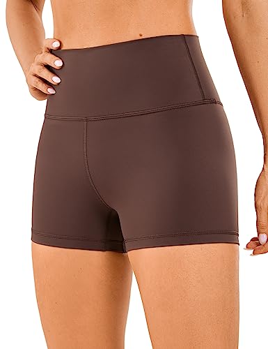 CRZ YOGA Damen Kurze Yoga Leggings High Waist Blickdicht Fithess Shorts Radlerhose Sporthose - Naked Feeling - 7cm Taupe 40 von CRZ YOGA