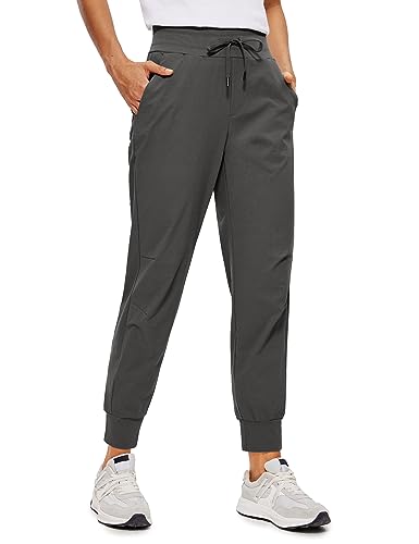 CRZ YOGA Damen Lässige Sporthose Tunnelzug Taille Jogger Pants Jogginghose Freizeithose mit Taschen - 70cm Berggrün 34 von CRZ YOGA